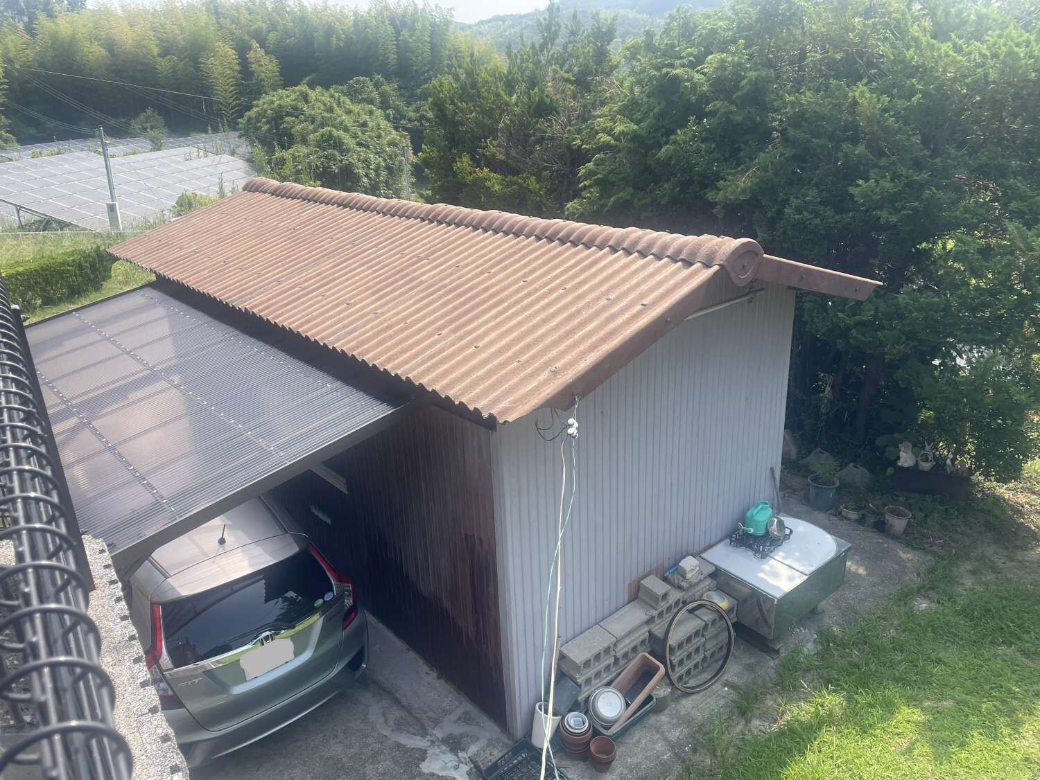 洲本市K様邸_倉庫屋根塗装施工前